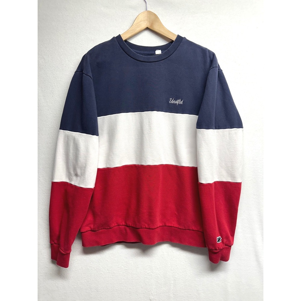 Undefeated Colorblock Sweatshirt Mens L Red White Blue streetwear